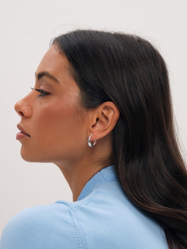 Simply Silver 925 Sterling Silver Polished Catch Hoop Earrings - Image 2 of 3