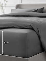 Charcoal Grey Collection Luxe 400 Thread Count 100% Egyptian Extra Deep Fitted Cotton Sateen Sheet - Image 2 of 2