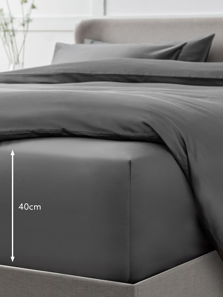 Charcoal Grey Collection Luxe 400 Thread Count 100% Egyptian Extra Deep Fitted Cotton Sateen Sheet - Image 2 of 2