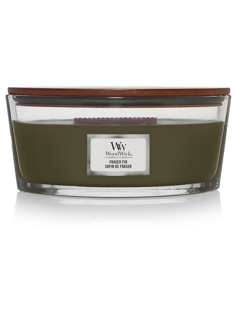 Woodwick Green Ellipse Scented Candle with Crackle Wick Frasier Fir - Image 2 of 4