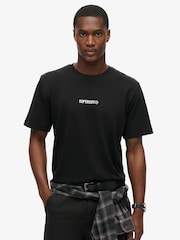 Superdry Black Micro Logo Graphic Loose 100% Cotton T-Shirt - Image 1 of 5