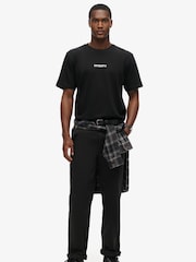 Superdry Black Micro Logo Graphic Loose 100% Cotton T-Shirt - Image 2 of 5