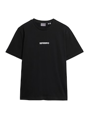 Superdry Black Micro Logo Graphic Loose 100% Cotton T-Shirt - Image 4 of 5