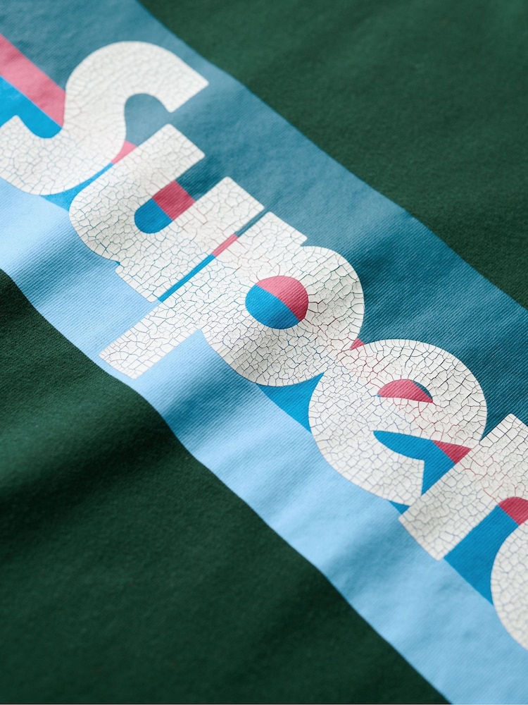 Verde de email - Tricou din bumbac % Superdry Retro Dungă cu logo 100 - Imaginea 5 din 5