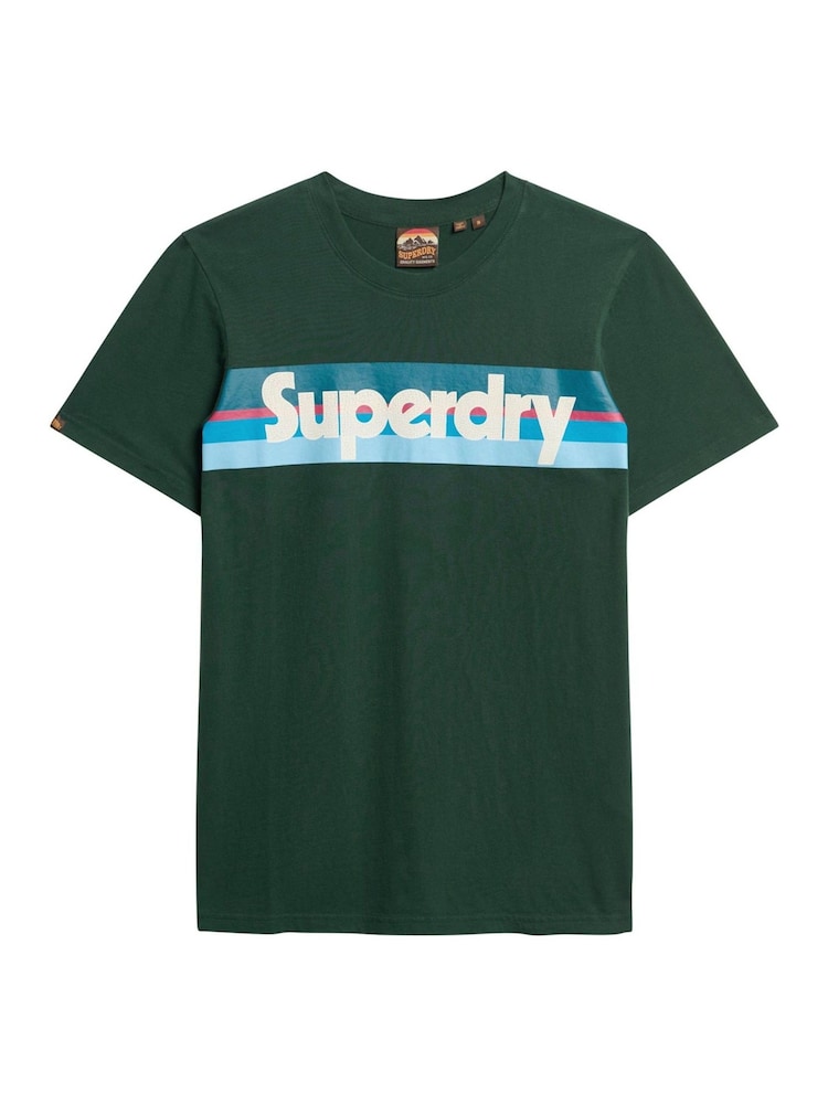 Superdry Retro Črtast; progast Logo 100% Bombažna majica - Slika 6 iz 6