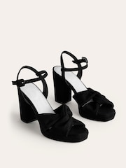 Boden Black Twist-Front Heeled Platforms Sandals - Image 2 of 4