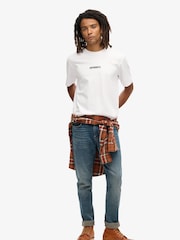 Superdry White Micro Logo Graphic Loose 100% Cotton T-Shirt - Image 2 of 5