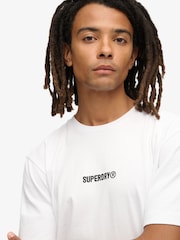 Superdry White Micro Logo Graphic Loose 100% Cotton T-Shirt - Image 3 of 5
