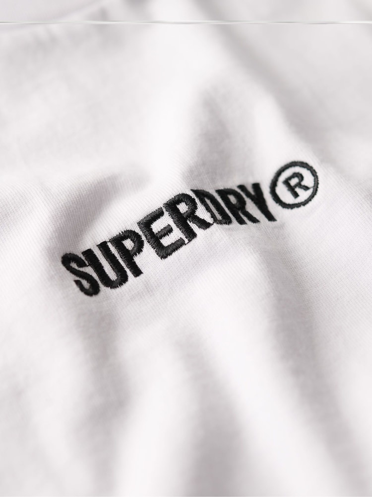 Superdry White Micro Logo Graphic Loose 100% Cotton T-Shirt - Image 5 of 5