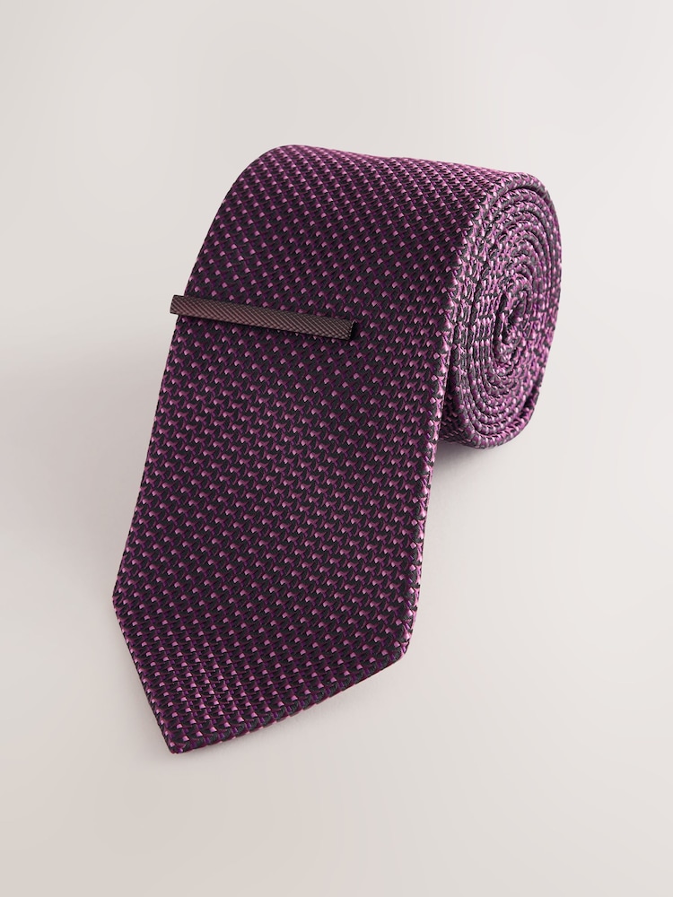 Purple Texture Tie with Clip - Image 1 of 3