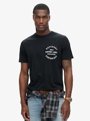 Schwarz - Superdry Copped-T-Shirt mit Grafik und Label an der Brust aus 100 % Baumwolle - Bild 1 von 5