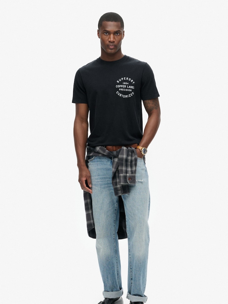 Schwarz - Superdry Copped-T-Shirt mit Grafik und Label an der Brust aus 100 % Baumwolle - Bild 2 von 5