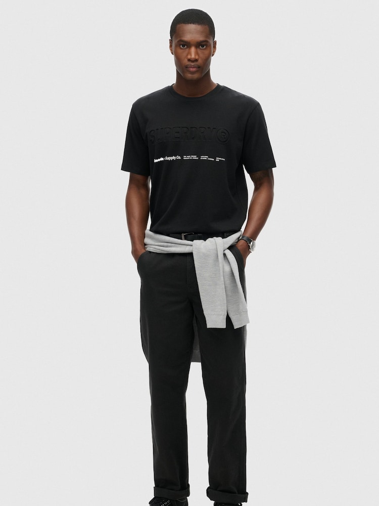 Superdry Black Loose Fit Utility Sport Logo 100% Cotton T-Shirt - Image 2 of 6