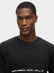 Superdry Black Loose Fit Utility Sport Logo 100% Cotton T-Shirt - Image 3 of 6