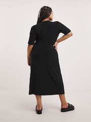 Simply Be Black Ruched Midi Dress - Image 2 of 4