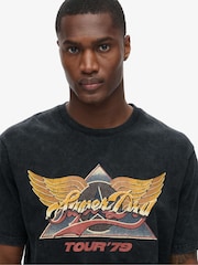 Superdry Jet Black 100% Cotton 70s Rock Graphic Band T-Shirt - Image 3 of 6
