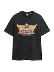 Superdry Jet Black 100% Cotton 70s Rock Graphic Band T-Shirt - Image 4 of 6
