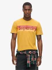 Superdry Oil Yellow Retro Stripe Logo 100% Cotton T-Shirt - Image 1 of 5