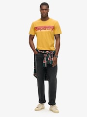 Superdry Oil Yellow Retro Stripe Logo 100% Cotton T-Shirt - Image 2 of 5