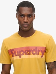 Superdry Oil Yellow Retro Stripe Logo 100% Cotton T-Shirt - Image 3 of 5