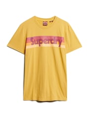 Superdry Oil Yellow Retro Stripe Logo 100% Cotton T-Shirt - Image 4 of 5