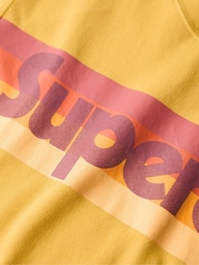 Superdry Oil Yellow Retro Stripe Logo 100% Cotton T-Shirt - Image 5 of 5