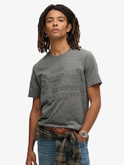 Superdry Charcoal Grit Embossed Vl Graphic T-Shirt - Image 1 of 6