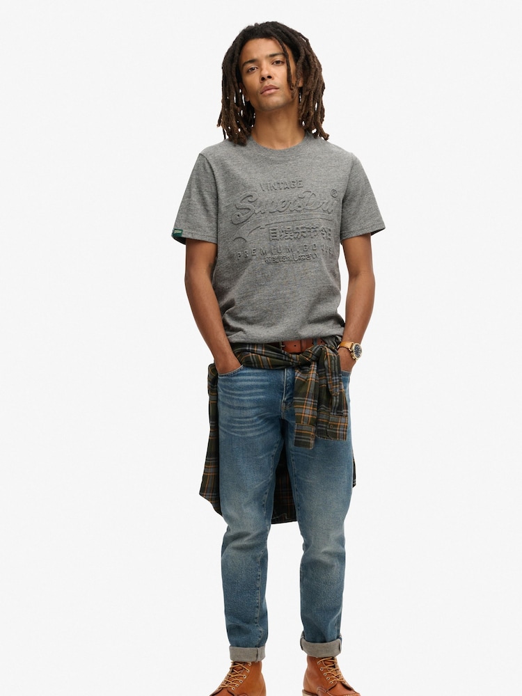 Superdry Charcoal Grit Embossed Vl Graphic T-Shirt - Image 2 of 6