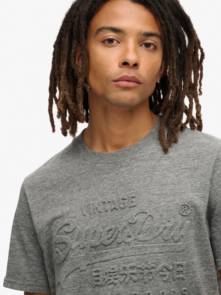 Superdry Charcoal Grit Embossed Vl Graphic T-Shirt - Image 3 of 6