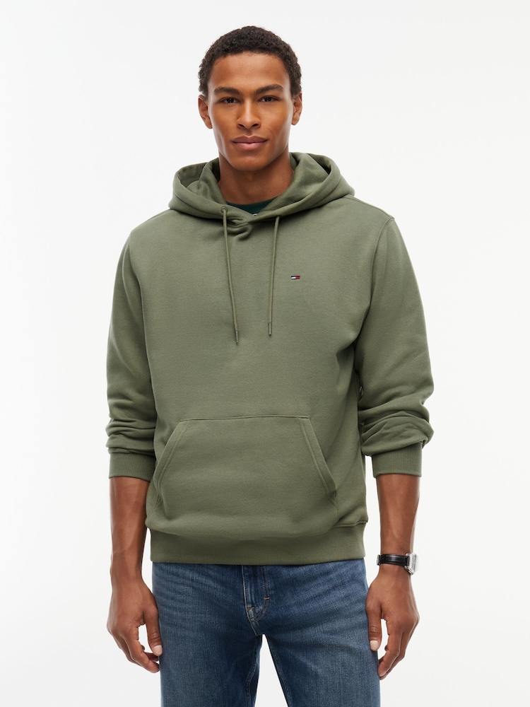 Tommy Jeans Green Flag Embroidery Fleece Drawstring Hoodie - Image 1 of 5