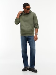 Tommy Jeans Green Flag Embroidery Fleece Drawstring Hoodie - Image 3 of 5