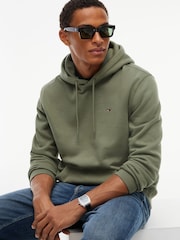 Tommy Jeans Green Flag Embroidery Fleece Drawstring Hoodie - Image 4 of 5