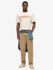 Superdry Nordic Bone Grey Loose Fit Utility Sport Logo 100% Cotton T-Shirt - Image 2 of 5