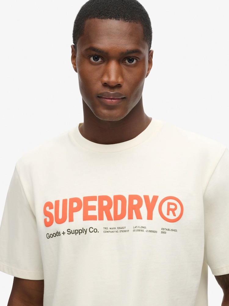 Superdry Nordic Bone Grey Loose Fit Utility Sport Logo 100% Cotton T-Shirt - Image 3 of 5