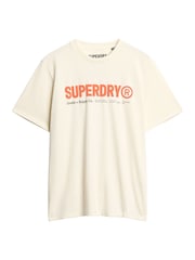 Superdry Nordic Bone Grey Loose Fit Utility Sport Logo 100% Cotton T-Shirt - Image 4 of 5