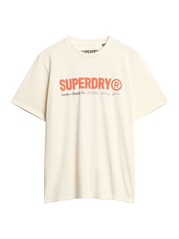 Superdry Nordic Bone Grey Loose Fit Utility Sport Logo 100% Cotton T-Shirt - Image 4 of 5
