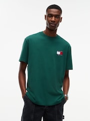 Tommy Jeans Green Wavy Flag Back Logo Relaxed T-Shirt - Image 1 of 4