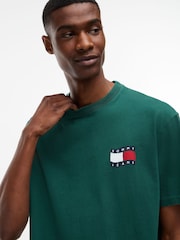 Tommy Jeans Green Wavy Flag Back Logo Relaxed T-Shirt - Image 4 of 4