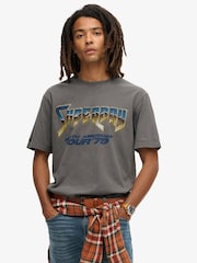Superdry Dark Grey 100% Cotton 70s Rock Graphic Band T-Shirt - Image 1 of 5