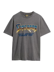 Superdry Dark Grey 100% Cotton 70s Rock Graphic Band T-Shirt - Image 4 of 5