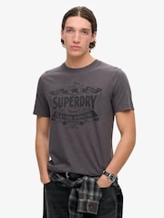 Superdry Dark Slate Grey 100% Cotton Workwear Script Graphic T-Shirt - Image 1 of 5