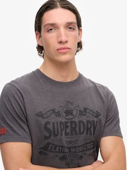 Superdry Dark Slate Grey 100% Cotton Workwear Script Graphic T-Shirt - Image 2 of 5