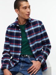 Tommy Jeans Dark Blue Check Regular Fit Pattern Dobby Corduroy Shirt - Image 4 of 5