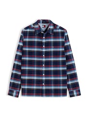 Tommy Jeans Dark Blue Check Regular Fit Pattern Dobby Corduroy Shirt - Image 5 of 5