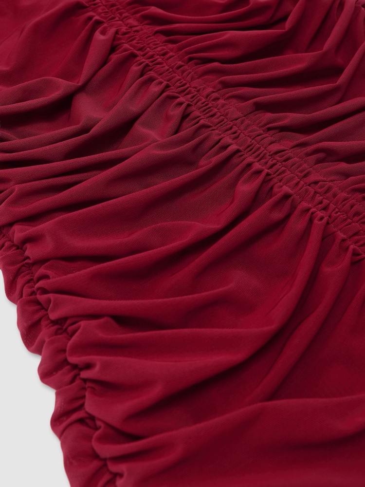 Reiss Red Cathy Ruched Mesh Long-Sleeve Maxi Dress - Image 7 of 7 Reiss Red Cathy Ruched Mesh Long-Sleeve Maxi Dress - Image 7 of 7