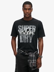 Superdry Black Loose 100% Cotton Photographic Skate T-Shirt - Image 1 of 6