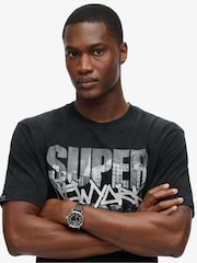 Superdry Black Loose 100% Cotton Photographic Skate T-Shirt - Image 4 of 6
