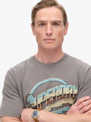 Superdry Dark Pebble Grey 100% Cotton 70s Rock Graphic Band T-Shirt - Image 2 of 5