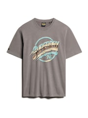 Superdry Dark Pebble Grey 100% Cotton 70s Rock Graphic Band T-Shirt - Image 4 of 5