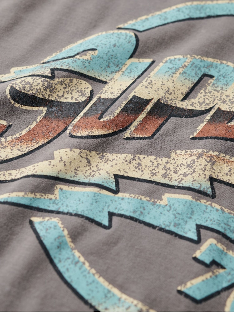 Superdry Dark Pebble Grey 100% Cotton 70s Rock Graphic Band T-Shirt - Image 5 of 5